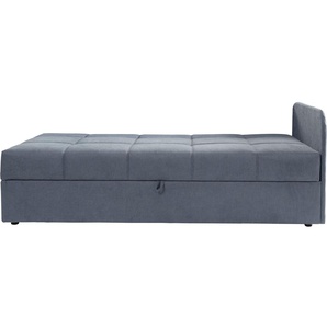 Schlafsofa ALINA Marla Sofas Gr. B/H/T: 205cm x 73cm x 91cm, Chenille EQE, Armlehne rechts, blau (denimblau eqe 16) inkl. Stauraum, Armlehne wahlweise links ode rechts