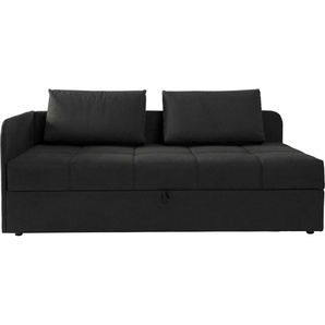 Schlafsofa ALINA Marla, grau (anthrazit eqe 139), B:205cm H:73cm T:95cm, Chenille EQE (100% Polyester), Sofas, inkl. Stauraum & 2 Rückenkissen, Armlehne wahlweise links oder rechts