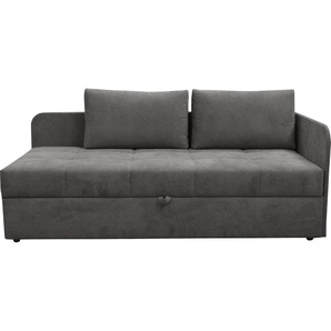 Schlafsofa ALINA Marla Sofas Gr. B/H/T: 205cm x 73cm x 95cm, Struktur fein XBO, Armlehne rechts, grau (anthrazit xbo 9) inkl. Stauraum & 2 Rückenkissen, Armlehne wahlweise links oder rechts