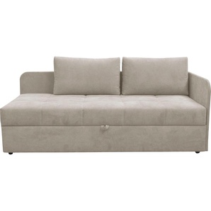 Schlafsofa ALINA Marla Sofas Gr. B/H/T: 205cm x 73cm x 95cm, Struktur fein XBO, Armlehne rechts, grau (hellgrau xbo 29) inkl. Stauraum & 2 Rückenkissen, Armlehne wahlweise links oder rechts