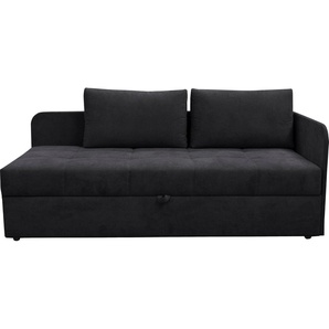 Schlafsofa ALINA Marla, schwarz (schwarz xbo 10), B:205cm H:73cm T:95cm, Struktur fein XBO (100% Polyester), Sofas, inkl. Stauraum & 2 Rückenkissen, Armlehne wahlweise links oder rechts