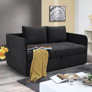 Schlafsofa ALINA Marla, schwarz (schwarz xbo 10), B:209cm H:73cm T:95cm, Struktur fein XBO (100% Polyester), Sofas, inkl. Stauraum und 2 Rückenkissen