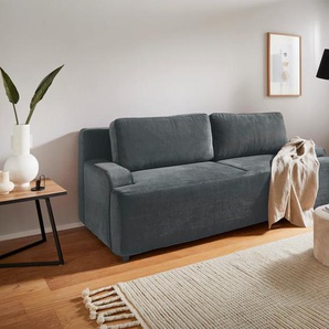 Schlafsofa ANDAS Halbschlaf, blau (pacific), B:225cm H:90cm T:95cm, 100% Polyester, Sofas, mit Bettfunktion und Bettkasten