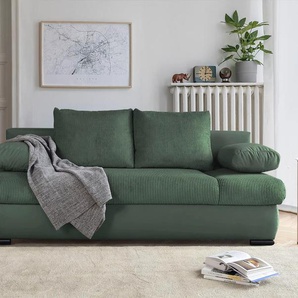 Schlafsofa COLLECTION AB Chicago, grün, B:200cm T:95cm, 100%Polyester, Sofas, mit Bettfunktion und Bettkasten, im Cord-Samt Mix