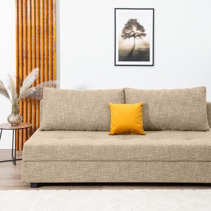 Schlafsofa COLLECTION AB DARIA inklusive Schlafunktion und Bettkasten, beige, B:194cm H:41cm T:90cm, 100%Polyester, Sofas, Schlafsofa,Bettfunktion,Bettkasten,inklusive Rückenkissen,Federkern