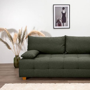 Schlafsofa COLLECTION AB, grün, B:196cm H:45cm T:96cm, 100%Polyester, Sofas, Schlafsofa,Bettkasten,Bonellfederkern,Rückenkissen,Armlehnenkissen