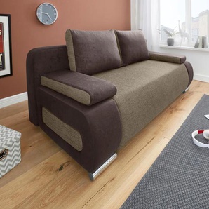 Schlafsofa COLLECTION AB Moritz Sofas Gr. B/H/T: 200 cm x 85 cm x 98 cm, Microfaser PRIMABELLE-Struktur, braun (braun, cappuccino) Einzelsofas mit Bettfunktion und Bettkasten, komfortabler Federkern Bestseller