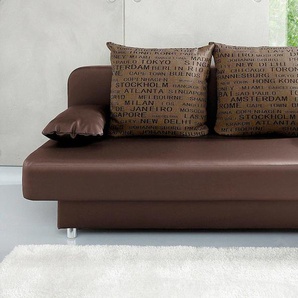 Schlafsofa COLLECTION AB P-Ulla, braun, B:186cm H:94cm T:85cm, Sofas, inkl. Bettfunktion, Bettkasten und Zierkissen