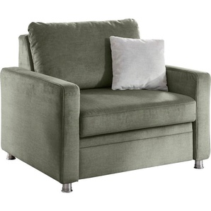 Schlafsofa DIE PLANBAR MP-PD19021, grün (olive), B:106cm H:90cm T:100cm, 100% Polyester, Sofas, mit Längsschläferfunktion 80x210 cm