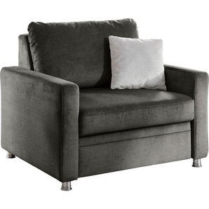 Schlafsofa DIE PLANBAR MP-PD19021 Sofas Gr. B/H/T: 106cm x 90cm x 100cm, Velours, grau (anthrazit) mit Längsschläferfunktion 80x210 cm