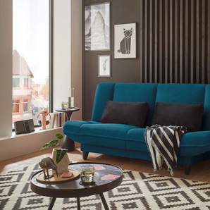 Schlafsofa ED EXCITING DESIGN Amalia, blau, B:200cm H:88cm T:90cm, 100% Polyester, Sofas, mit Schlaffunktion und Bettkasten