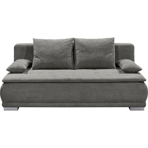 Schlafsofa ED EXCITING DESIGN Luigi, grau (uran 09 stone), B:211cm H:93cm T:103cm, 95% Polyester, 5% Nylon, Sofas, mit Bettfunktion, Bettkasten, Rücken- und Armlehnkissen, frei im Raum