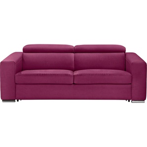 Schlafsofa EGOITALIANO Cabiria, Design und super Sitz- Liegekomfort Sofas Gr. B/H/T: 226 cm x 97 cm x 103 cm, Lu x us-Microfaser, pink (fuchsia) Einzelsofas Sofa inkl. Schlaffunktion, Kopfteile verstellbar, mit Metallfüßen