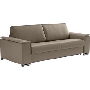 Schlafsofa EGOITALIANO Cecilia, modern und elegant mit erstklassigem Sitzkomfort Sofas Gr. B/H/T: 234 cm x 85 cm x 102 cm, Leder BULL, grau (taupe) Einzelsofas inkl. Matratze und hochwertigem Metallbettrahmen, toller Schlafkomfort