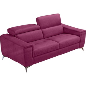 Schlafsofa EGOITALIANO Francine, mit hochwertigem Metallbettrahmen und Matratze Sofas Gr. B/H/T: 233 cm x 100 cm x 106 cm, Lu x us-Microfaser BLUSH, pink (fuchsia) Einzelsofas mit Bettfunktion, Kopfteil manuell verstellbar, toller Schlafkomfort