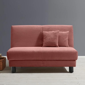 Schlafsofa ELL + Enny Sofas Gr. B/H/T: 145cm x 90cm x 100cm, Cord, Gel-Sandwichpolster, Sitzhöhe 45cm, rot