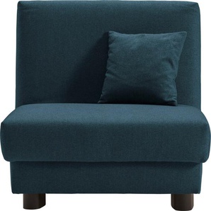 Schlafsofa ELL + ELL Enny, blau (petrol), B:85cm H:90cm T:100cm, Sofas, Liegefläche Breite 80 cm, Liegehöhe 45 cm, Füße schwarz, Rückenlehne