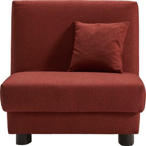 Schlafsofa ELL + ELL Enny, rot, B:85cm H:90cm T:100cm, Sofas, Liegefläche Breite 80 cm, Liegehöhe 45 cm, Füße schwarz, Rückenlehne