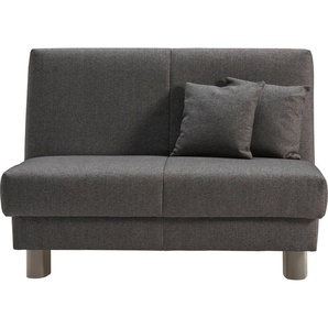 Schlafsofa ELL + Enny Sofas Gr. B/T: 125cm x 100cm, Flachgewebe, PUR-Schaumstoff, ohne Relaxfunktion, grau Liegefläche Breite 120 oder 140 cm, Liegehöhe 40 Füße alufarben