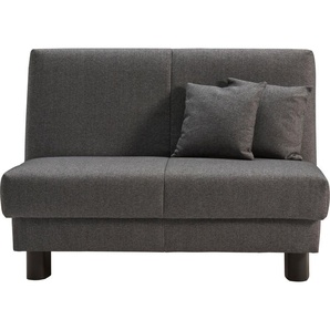 Schlafsofa ELL + Enny Sofas Gr. B/T: 125cm x 100cm, Flachgewebe, PUR-Schaumstoff, ohne Relaxfunktion, grau Liegefläche Breite 120 oder 140 cm, Liegehöhe 40 Füße schwarz