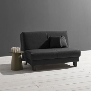 Schlafsofa ELL + ELL Enny, grau (dunkelgrau), B:145cm T:100cm, Sofas, Liegefläche Breite 120 oder 140 cm, Liegehöhe 45 cm, Füße schwarz