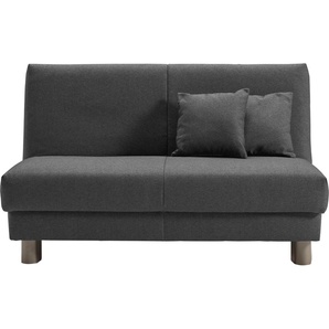 Schlafsofa ELL + ELL Enny, grau, B:145cm T:100cm, Sofas, Liegefläche Breite 120 oder 140 cm, Liegehöhe 40 cm, Füße alufarben