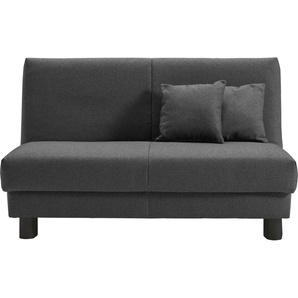 Schlafsofa ELL + Enny Sofas Gr. B/T: 145cm x 100cm, Flachgewebe, Kaltschaum, ohne Relaxfunktion, grau Liegefläche Breite 120 oder 140 cm, Liegehöhe 40 Füße schwarz