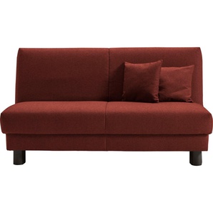 Schlafsofa ELL + ELL Enny, rot, B:160cm T:100cm, Sofas, Liegefläche Breite 155 cm, Liegehöhe 40 cm, Füße schwarz, Rückenlehne