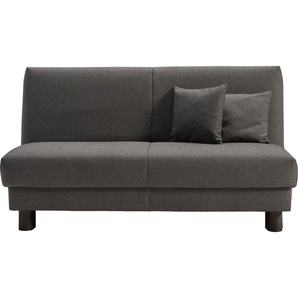 Schlafsofa ELL + ELL Enny, grau, B:160cm T:100cm, Sofas, Liegefläche Breite 155 cm, Liegehöhe 40 cm, Füße schwarz, Rückenlehne