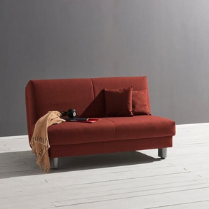 Schlafsofa ELL + ELL Enny, rot, B:160cm T:100cm, Sofas, Liegefläche Breite 155 cm, Liegehöhe 40 cm, Füße alufarben