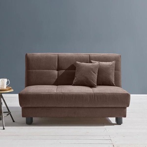 Schlafsofa ELL + ELL Tilda, braun (dunkelbraun), B:125cm H:90cm T:100cm, 100% Polyester, Sofas, Breite 125 cm, inkl. 2 Zierkissen