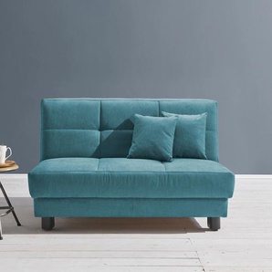 Schlafsofa ELL + ELL Tilda, blau (petrol), B:145cm H:90cm T:100cm, 100% Polyester, Sofas, Breite 145 cm, inkl. 2 Zierkissen