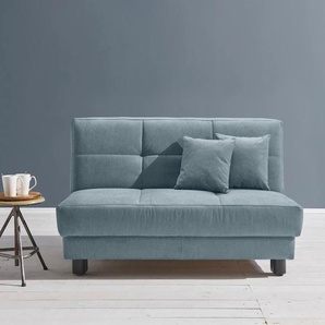 Schlafsofa ELL + ELL Tilda, blau (hellblau), B:145cm H:90cm T:100cm, 100% Polyester, Sofas, Breite 145 cm, inkl. 2 Zierkissen