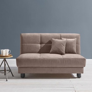 Schlafsofa ELL + ELL Tilda, braun (schlamm), B:145cm H:90cm T:100cm, 100% Polyester, Sofas, Breite 145 cm, inkl. 2 Zierkissen