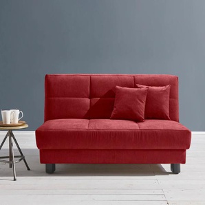 Schlafsofa ELL + ELL Tilda, rot (marsala), B:145cm H:90cm T:100cm, 100% Polyester, Sofas, Breite 145 cm, inkl. 2 Zierkissen