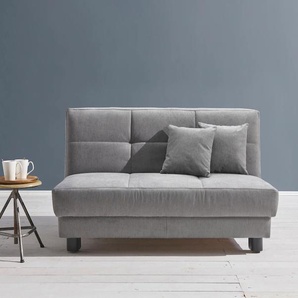 Schlafsofa ELL + Tilda Sofas Gr. B/H/T: 160cm x 90cm x 100cm, Flachgewebe, Kaltschaum, ohne Relaxfunktion, grau Breite 160 cm, inkl. 2 Zierkissen