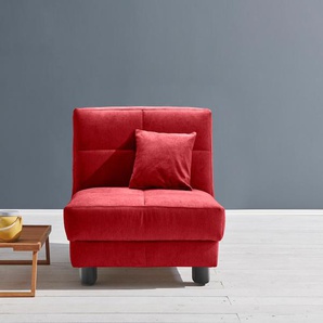 Schlafsofa ELL + Tilda Sofas Gr. B/H/T: 85cm x 90cm x 100cm, Flachgewebe, Kaltschaum, mit Relaxfunktion, rot Breite 85 cm, inkl. 1 Zierkissen