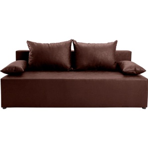 Schlafsofa EXXPO - SOFA FASHION Exxpo Tabou, braun (schwarz braun), B:193cm H:88cm T:85cm, Luxus-Microfaser (100% Polyester), Sofas, Bettfunktion,Bettkasten, wahlweise mit Liftbettfunktion und Federkern