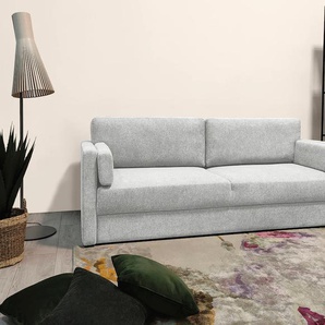 Schlafsofa HOME AFFAIRE Calrence, grau (ashgrau), B:218cm H:86cm T:103cm, 90% Polyester, 10% Nylon, Sofas, mit aufklappbarer Bettfunktion, zwei Armlehnvarianten in der Serie