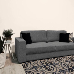 Schlafsofa HOME AFFAIRE Calrence, grau (dunkelgrau), B:238cm H:86cm T:103cm, 90% Polyester, 10% Nylon, Sofas, mit aufklappbarer Bettfunktion, zwei Armlehnevarianten in der Serie