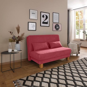 Schlafsofa HOME AFFAIRE Gina Sofas Gr. B/H/T: 120cm x 86cm x 95cm, Chenille, rot vom Sofa zum Bett mit einem Handgriff, in 4 Breiten, Nierenkissen