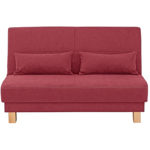 Schlafsofa HOME AFFAIRE Gina Sofas Gr. B/H/T: 140cm x 86cm x 95cm, Chenille, rot vom Sofa zum Bett mit einem Handgriff, in 4 Breiten, Nierenkissen