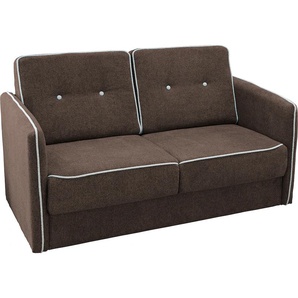 Schlafsofa HOME AFFAIRE Merina, braun (dunkelbraun), B:147cm H:89cm T:87cm, Luxus-Microfaser (100% Polyester), Sofas, mit zweigeteilter Bettfunktion, Auszug nach vorn, Federkern