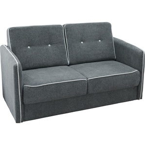 Schlafsofa HOME AFFAIRE Merina Sofas Gr. B/H/T: 147cm x 89cm x 87cm, Luxus-Microfaser, grau (anthrazit) mit zweigeteilter Bettfunktion, Auszug nach vorn, Federkern