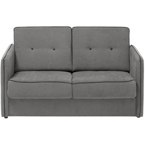 Schlafsofa HOME AFFAIRE Merina Sofas Gr. B/H/T: 147cm x 89cm x 87cm, Luxus-Microfaser, grau (hellgrau) mit zweigeteilter Bettfunktion, Auszug nach vorn, Federkern