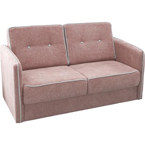 Schlafsofa HOME AFFAIRE Merina Sofas Gr. B/H/T: 147cm x 89cm x 87cm, Luxus-Microfaser, rosa (flamingo) mit zweigeteilter Bettfunktion, Auszug nach vorn, Federkern