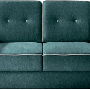 Schlafsofa HOME AFFAIRE Merina, blau (ocean), B:147cm H:89cm T:87cm, Luxus-Microfaser (100% Polyester), Sofas, mit zweigeteilter Bettfunktion, Auszug nach vorn, Federkern