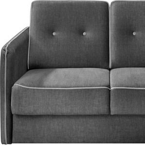 Schlafsofa HOME AFFAIRE Merina, schwarz (asche), B:147cm H:89cm T:87cm, Luxus-Microfaser (100% Polyester), Sofas, mit zweigeteilter Bettfunktion, Auszug nach vorn, Federkern