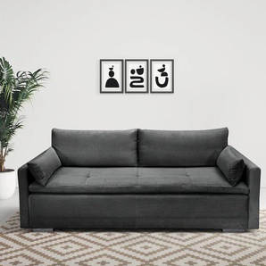 Schlafsofa INOSIGN Andrea, grau (anthrazit), B:218cm T:96cm, 100%Polyester, Sofas, mit Boxspringaufbau, Bettfunktion & Bettkasten, Dauerschlafsofa