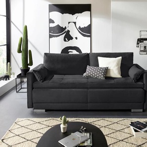 Schlafsofa INOSIGN Berlin, schwarz, B:218cm H:97cm T:96cm, Microfaser PRIMABELLE (100% Polyester), Struktur fein (100% Polyester), Samtoptik (100% Polyester), Sofas, mit Boxspringaufbau, Bettfunktion & Bettkasten, Dauerschlafsofa, Topseller